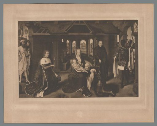 Reproduction of the painted triptych with The Nativity by Hans Memling