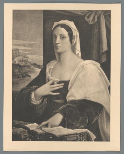 Reproduction of a painted portrait of a woman, possibly Vittoria Colonna, by Sebastiano del Piombo