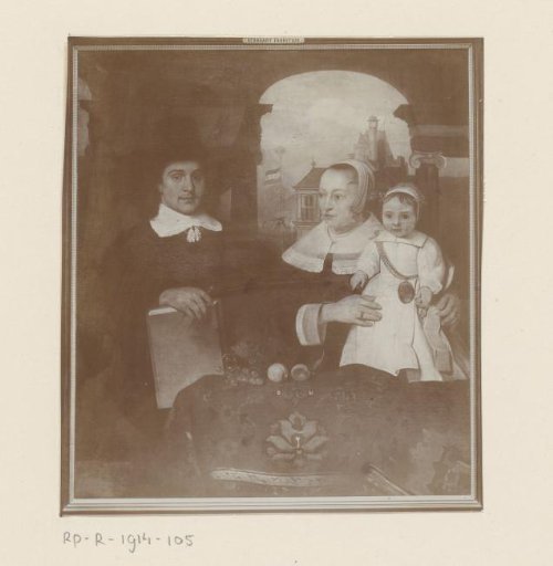 Photographic reproduction of a painted portrait of Willem van der Helm with his wife and son