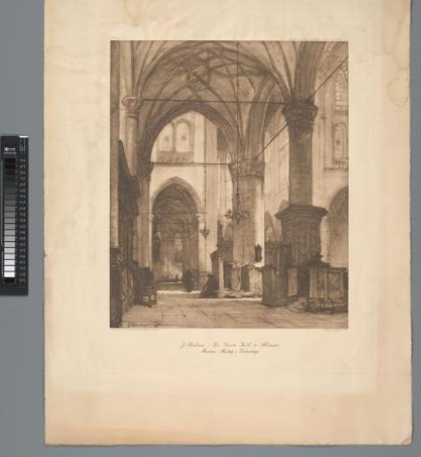 Reproduction of the drawing Interior of the Great or St. Laurens Church in Alkmaar by Johannes Bosboom