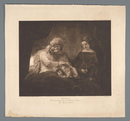 Reproduction of the Painting Jacob Blessing the Sons of Joseph by Rembrandt van Rijn