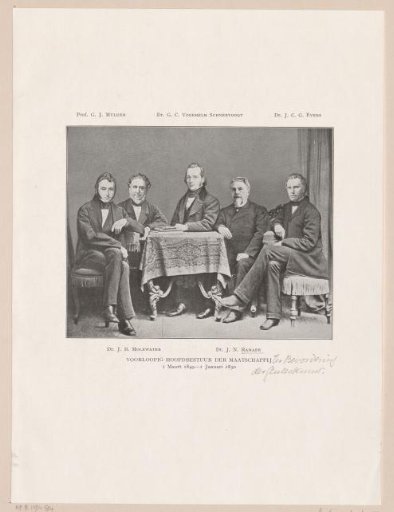 Group Portrait of Gerardus Johannis Mulder, Gustaaf Eduard Voorhelm Schneevoogt, Johan Christiaan Gottlieb Evers, Johannes Nicolaas Ramaer and Jan Bastiaan Molewater