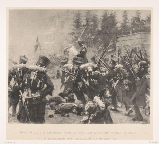 Painting of the attack on the Schaerbeek Gate in Brussels, 1830