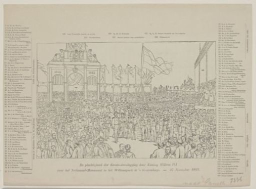 The ceremony of the laying of the first stone by King William III for the National Monument in the Willemspark in The Hague - 17 November 1863