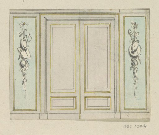 Design drawing for a room wall with a door