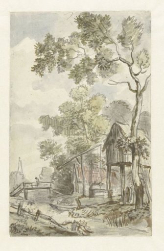 Design for wall painting with Dutch landscape