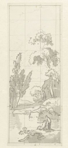 Design for wall painting with hilly landscape