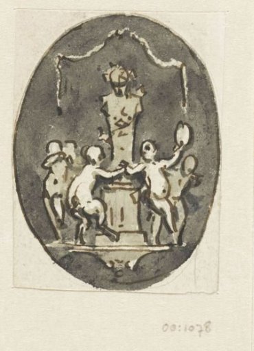 Putti dancing around a herm