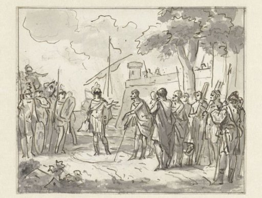 Laenas draws a circle around Antiochus IV Epiphanes in the sand