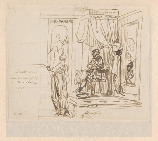 Sketch for a stage curtain in The Hague, seen from the side