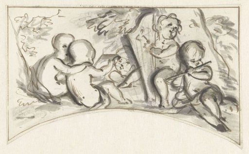 Design for an overdoor with musical putti