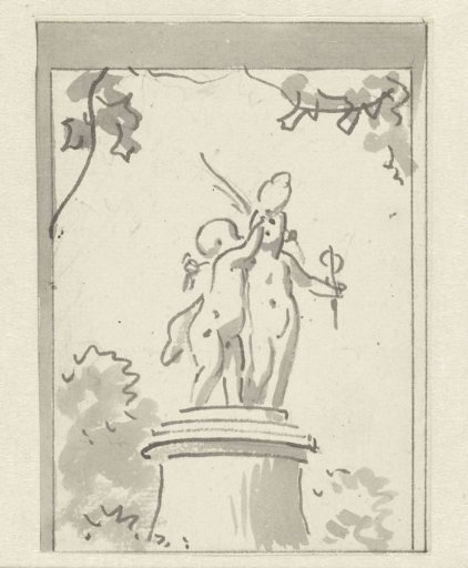 Two putti on a pedestal
