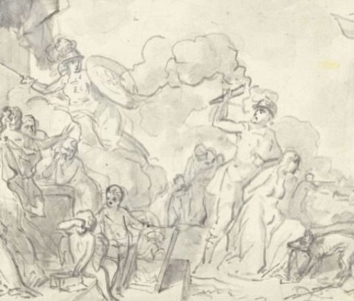 Design for an allegory on the suppression of Trade and Arts by Mars, and the hope placed on Louis Napoleon