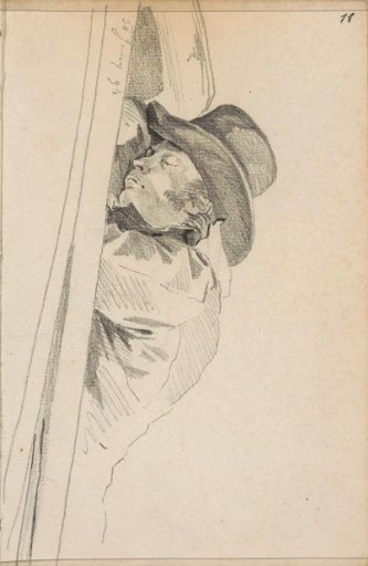 Sleeping man with a tall hat