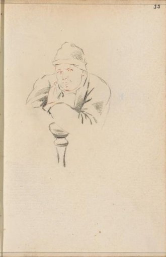 Man leaning on a pillar