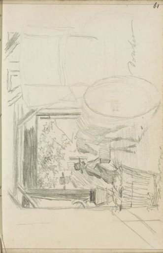 Man and a horse in a doorway