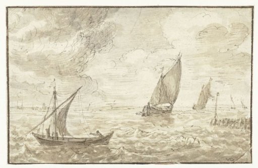 Rippling water with three sailing boats