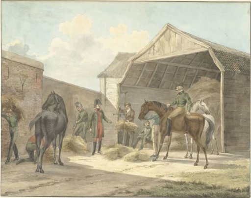 Distribution of hay to the Gardes d'Honneur, 1813