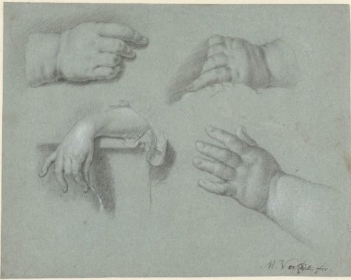 Study sheet with four hands