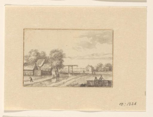 Landscape with houses and a drawbridge