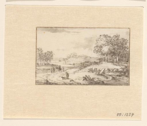 Landscape with a rider on a sandy road