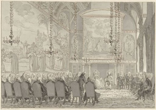 Reception of Prince William V and Wilhelmina of Prussia in the Council Chamber of the Town Hall of Amsterdam