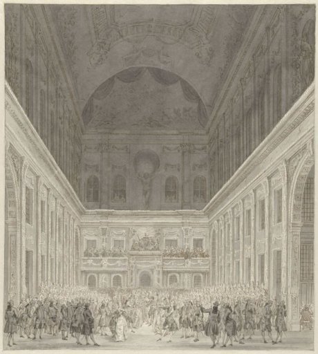 Ball in the Civic Hall of the Town Hall of Amsterdam in honor of the visit of Prince William V and Wilhelmina of Prussia, June 1768