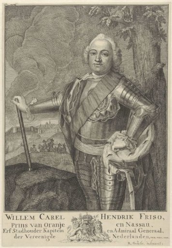 Portrait of William IV, Prince of Orange-Nassau, in armor with a marshal's baton