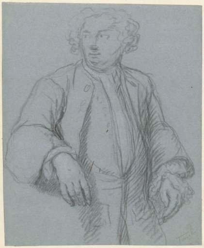 Portrait of an unknown man in a long coat, three-quarter view to the left