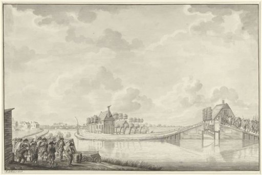 Attack at Ouderkerk aan de Amstel on the broken bridge, 1787
