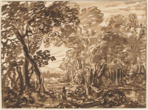 Forest landscape with figures