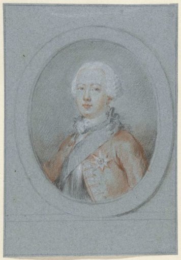 Portrait of a man with sash and order, facing right in oval