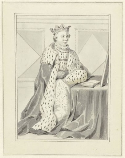 Portrait of Sabine of Bavaria, kneeling facing right