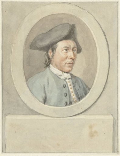 Portrait of Jacob van Dijk, in oval, to the right