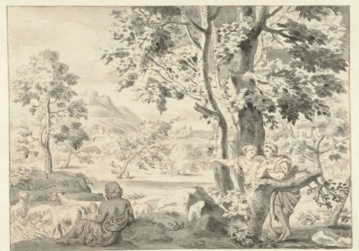 Wooded Landscape with a Shepherd, a Man and a Woman