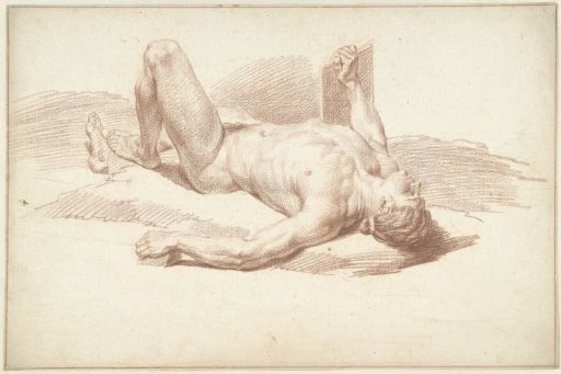 Male nude, lying on his back