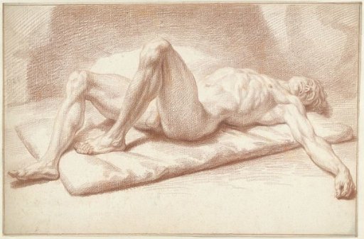 Male nude, lying on his back