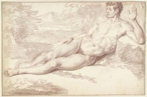Male nude, lying on his side, facing right