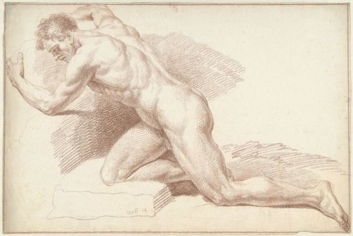 Male nude, kneeling, facing left