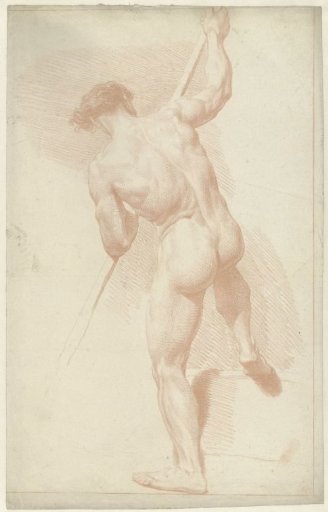 Male nude, standing, seen from behind