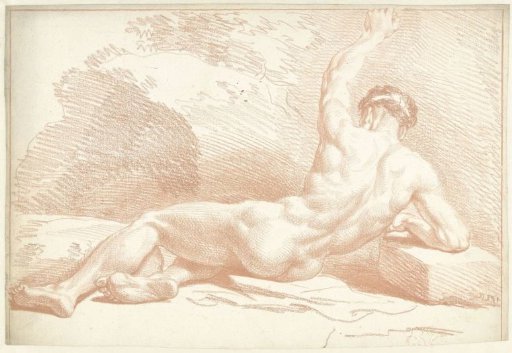 Male nude, lying, seen from behind