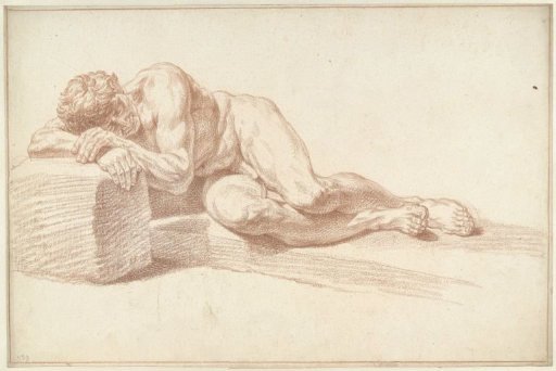 Male nude, lying on the side, to the left