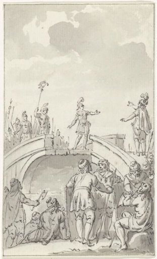 Peace negotiations between Claudius Civilis and Petilius Cerealis on the broken bridge, 70