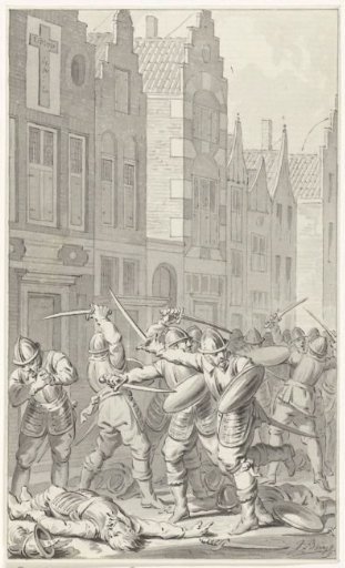 Willem van Arkel falls in battle in the Krijtsteeg in Gorinchem, 1 December 1417