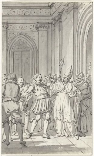 David of Burgundy, Bishop of Utrecht, deprives Reinoud II van Brederode of the insignia of the Order of the Golden Fleece, 1470