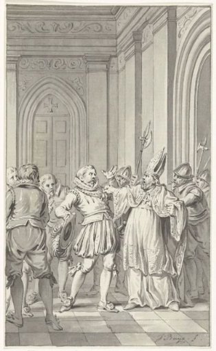 David of Burgundy, Bishop of Utrecht, deprives Reinoud II van Brederode of the insignia of the Order of the Golden Fleece, 1470