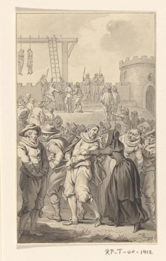 The Catholic former mayors Quirijn Dirkszoon and Lambert Jacobszoon on their way to the gallows during the siege of Haarlem, 1573