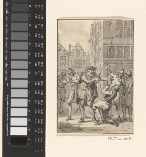 Pieter Adriaanszoon van de Werf, burgomaster of Leiden, offers to cut off his left arm, 1574