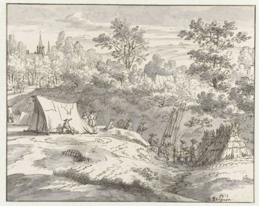 View of an Encampment of the Army of Willem III near Limal, Walloon Brabant