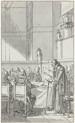 Johan van Oldenbarnevelt before his judges, February 1619